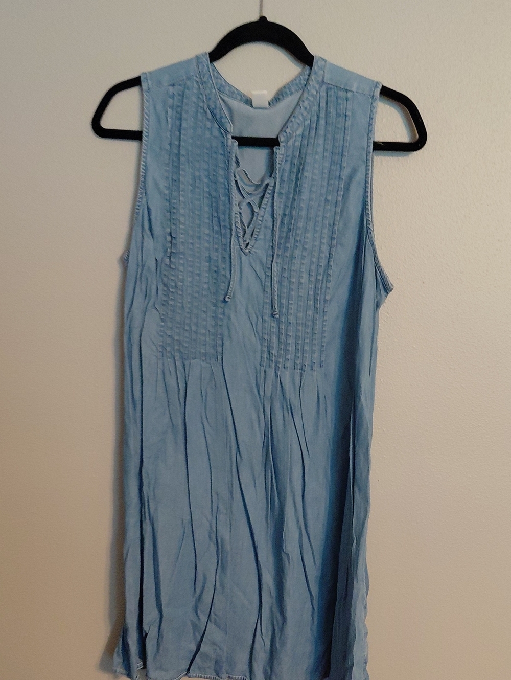 Old Navy Light Blue Sleeveless Lace-Up Tunic